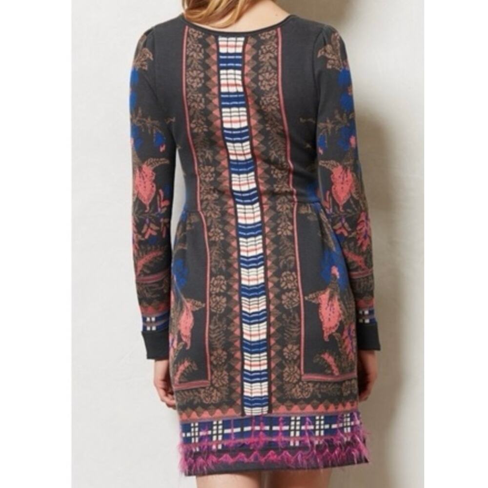 Anthropologie Knitted & Knotted Embroidered Sweater Dress XS Fit & Flare - Picture 2 of 8